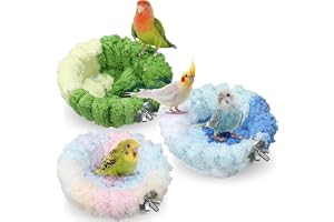 Plush Hanging Bird Nest Bed for Parakeets, Cockatiels, Conures & Lovebirds – Soft, Fluffy Cage Bird Hammock Sleeping Bed for Small Birds & Pets, Cozy Nesting Bird House