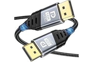 YUETUOL Kabel DisplayPort 16K 2.1, kabel DP 2M przy 60 Hz, 8K przy 120 Hz, 4K przy 240 Hz / 165 Hz / 144 Hz, 2K przy 240 Hz, 80 GB/sek., HDR, DSC 1.2a, FreeSync, G-Sync, kompatybilny z kartą graficzną…
