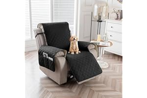 AHSBND Recliner Chair Cover Waterproof: Armchair Covers Sofa Furniture Protector Non Slip Slipcovers with Side Pockets Washable for Home with Children and Pets Dog (Black)
