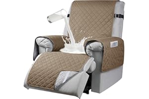 RAPRAP Recliner Sofa Cover with 6 Side Pockets, Waterproof 1 Seats Recliner Chair Cover with Adjustable Tightening Straps, Recliner Chair Slipcover for Armchairs, Non-slip Recliner Protect Cover for Pets