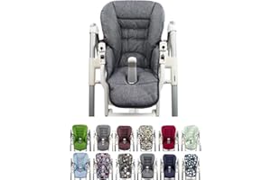 NINNA-NANNA BY BAMBINIWELT Housse de rechange pour coussin d'assise [Housse pour chaise haute] compatible avec Peg Perego Prima Pappa DINER (gris foncé chiné)