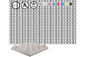 Arrowzoom 24 Pannelli Fonoassorbenti Piramidali 25x25x5cm Correzione Acustica 26kg/m3 500-8000Hz Isolamento Trattamento Acustico Studio registrazione Insonorizzazione 1034 GRIGIO
