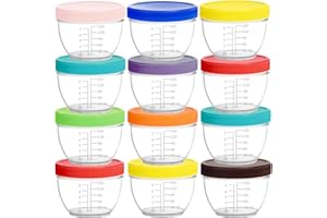 Youngever 18 Pack 180ml Baby Food Storage, Re-usable Baby Food Containers with Lids and Labels, 9 Assorted Colors