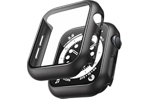TAURI 2 Pack Hard Case for Apple Watch SE/Series 6/5/4 40mm with 9H Tempered Glass Screen Protector, [Touch Sensitive] [Full Coverage] Slim Bumper Protective Cover for iWatch 40mm - Black