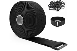 YADOBIG 5mx5cm Klettband, Kabelbinder Klettverschluss mit 20 Schnalle, Klett Kabelbinder Freie Schnittlänge, Klettkabelbinder, Kabel Klettband für Gartena Oficina Kabel Management