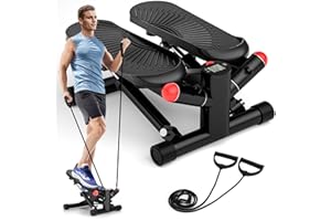 VANNECT 2-in-1 Stepper für Zuhause mit Power Ropes, Leise Mini Stepper 150kg mit LCD-Monitor, Hydraulic Drive Stepper Hometrainer für Bein/Arm/Butt Training, Home Office Fitness Exercise