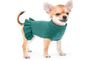ALAGIRLS Maglione classico in pile spesso per cani, traspirante, taglia M, per cani e gattini e ragazze, brutto maglione natalizio, colore verde pavone M