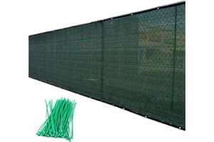 SHENRONGTONG Privacy Screen Fence 6ft X 50ft, Heavy Duty Green Fencing Mesh Shade Net Cover With 100pcs Cable Ties For Garden Yard Backyard Wall Balcony