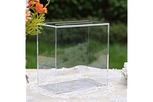 UNIQOOO Clear Acrylic Card Box w/Slot, Thick DIY Wedding Box Blank No Print, Large 10x10x5.5 in, for Reception Decoration Fundraiser Money Box Election Ballot Graduation Keepsake Party Favor