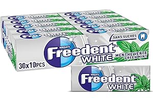 FREEDENT WHITE - Chewing-gum Menthe Verte sans sucres - Grand format contenant 30 paquets de 10 dragées - Préparez la rentrée - 420g
