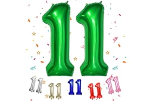 TNYKER Zahlen Luftballon 11 Dunkelgrün, XXL Riesen 11. Geburtstag Deko für Junge Mädchen, 40" Folienballon 11 für 11 Jahre Geburtstag, Helium Zahlenballon 11, Grün Ballon 11 für Hochzeitstag Deko