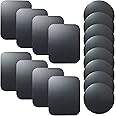 Replacement Metal Plates Set 16 Pack for Magnetic Car Phone Holders, Wall, Air Vent Mounts, Cases, Magnets. Kit of 8 Black Round and 8 Rectangular Iron Discs Without Holes. 3M Adhesive Backing