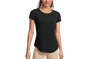 CRZ YOGA Donna Cotone Pima Sportivo Top Maniche Corte Fitness Casuale T-Shirt