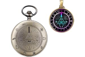 BOSHIYA Vintage Quarz Taschenuhren für Männer Frauen Gravity Falls Bill Cipher Taschenuhr mit Kette Weihnachten Graduierung Geburtstag Geschenke