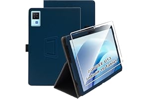 Heioloo Coque pour DOOGEE U13 Andriod 16 Tablet 13" Housse Protection Etui PU Cuir de Flip Case Cover + [1 Pièce] Verre Trempé Protection écran [Veille/Réveil Automatique] [Support Fonction]-Blau