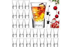 SuproBarware Juego de vasos de chupito de 24 piezas, 24 vasos de chupito de base pesada transparente para whisky Vodka y licores, 24 unidades