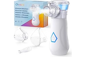 OXEZA Aerosol Portatile Silenzioso, Macchina Aerosol per Adulti e Bambini, Ricaricabile Aerosol Portatile con 2 Maschere e Boccaglio, 2 Modalità Regolabili, Apparecchio Aerosol per Viaggi e Uso Domestico