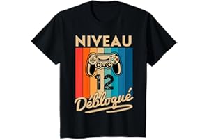 CADEAU ANNIVERSAIRE GEEK NIVEAU DÉBLOQUÉ Enfant Cadeau Garçon 12 ans Anniversaire Ado Gamer Niveau 12 T-Shirt