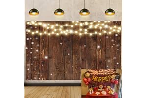 CINRAY Rustic Wood Backdrop for Photography Glitter Wooden Wall Christmas Background 7x5FT Bridal Shower Wedding Party Banner Baby Shower Birthday Photo Booth Props (84x60 inch)