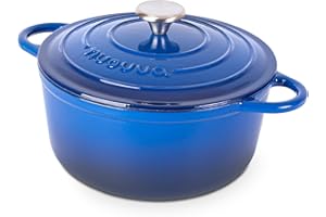 Casseruola in Ghisa Smaltata, Pentola Olandese Antiaderente con Coperchio, Induzione/Gas/Forno, Cottura Omogenea – 4.7 Liter 28cm Blu Scuro – da Nuovva