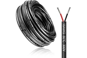LightingWill 32.8FT/10M 16AWG 2x1.5mm² Electrical Wire, 16 Gauge 5V/12V/24V/240V/300V Low Voltage Extension Cable, Tinned Copper Wires, Flexible High Temperature Resistant Cable