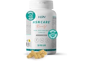 HSN Care Cabello, Piel y Uñas de HSN | Hair Skin and Nails Complex | Suplemento para el Crecimiento del Cabello y Mantenimiento de la Piel y Uñas | No-GMO, Vegano, Sin Gluten | 120 Cápsulas Vegetales