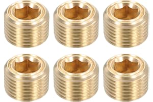 QUARKZMAN 6 st mässingsslanglock, 1/8 tum NPT, 1/8 tum NPT, slangplugg med inre gänga för att stänga rörets ände, lufttankar