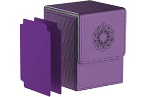 Pulchra Boîte de Rangement vec 2 Intercalaires, Taille Grand pour 100+ Cartes, Magnetic Deck Box pour TCG (Elemental Design, Violet)
