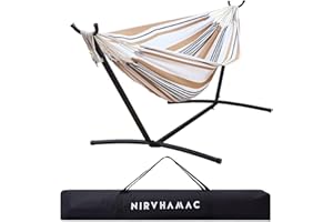 NIRVHAMAC Hamac sur Pied | Détente Ultime pour Intérieur et Extérieur | Robuste, Confortable et Facile à Déplacer | Parfait pour le Jardin, la Terrasse et le Salon