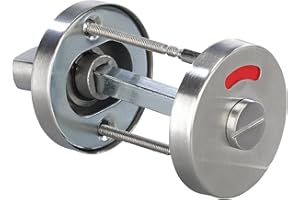 AGT WC-Schloss Drehknopf: Edelstahl-Rosetten-Set für Bad & WC, Drehknopf, Besetzt-Anzeige, rund (Schloss Set, Drehschloss, Türschloss)