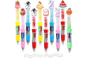 CWENDANER 10 Stück Süße Glitzer-Sand Kugelschreiber mit Cartoon-Design 4-farbige Kreativ-Stifte als Mitgebsel Gastgeschenke für 5-10 Jährige