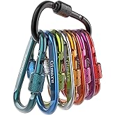 Gimars 10 Pieces Aluminium Carabiner Clasp with Nut in Colours 6 x 6 x 3.2 | Accidental Anti-Opening Spring,Resistant,Lightwe