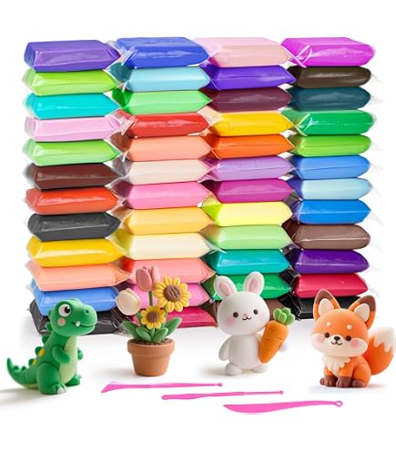 Pâte à Modeler Autodurcissante – 80 Couleurs, Argile Magique, Sèche à L’air 24h, Créativité, Pour Enfants 3-12 Ans