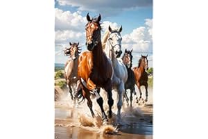 Lxmsja Cheval Diamond Painting Adulte, 5D Diamond Painting Cheval, Animaux Broderie Diamant Kit Complet, DIY Peinture Diamant Strass Point de Croix Cristal Painting pour Murale Décoration 30x40cm