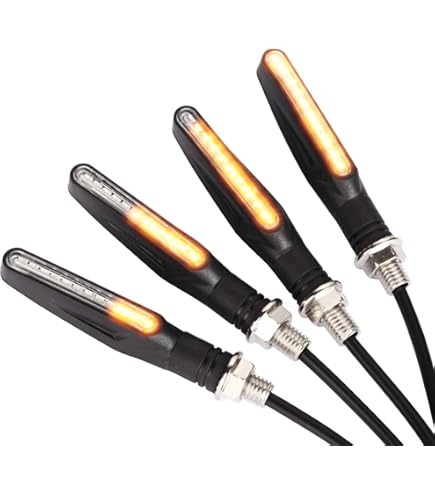 4PCS Motorcycle Turn Signal Lights - Flowing LED Amber Indicators 12V