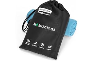 Muztaga Microfiber Beach Towel-Perfect for Travel, Sports, Camping, Swimming, Yoga, Gym- Quick Dry, Sand Free, Compact, Lightweight, Absorbent (Blue, Large (160x90cm, 63x35”))