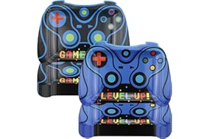 APUXXJUPA 40 Pcs Video Game Paper Plates, Blue Video Game Birthday Decorations Level up Party Plates for Kids Gaming Party Supplies, 23 x 32 cm