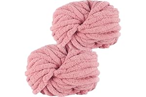 Hengrongshen Dicke Wolle 2 Stück 500g, Chunky Yarn für Armstricken, Häkeln von Decken, XXL Riesen Wolle zum Weben von Schals, Mützen, Haustier Nest - Rosa