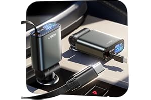 LISEN Retractable Car Charger USB C [Ultra Mini] 57W USB C Car Charger Fast Charge Cigarette Lighter USB Charger Car Accessories for Men Women, 12v Car USB Adapter for iPhone, Samsung, Pixel, Grey