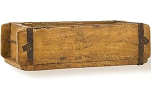 MC-Trend Ziegelsteinform aus Holz – rustikale Holzkiste zum Bepflanzen – Altholz Blumenkasten – Backsteinform mit Metallbeschlägen – jedes Stück ein Unikat – Holz Zieglform