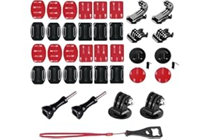 SRTSTR 35 Stück Action Cam Halterung Kleben für Gopro 3M Klebepads Helmhalterung Klebehalterunge Flache Gebogene Montagesockel mit Stativ Adapter für Hero DJI Osmo Action Klebepads