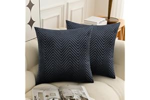 BedLooms Black Velvet Cushion Covers 45 x 45 cm (Pack of 2) Unique Ultrasonic Cushion Cover Decorative Square Throw Pillow Case for Sofa Living Room Couch with Invisible Zipper (18 x 18 Inch)