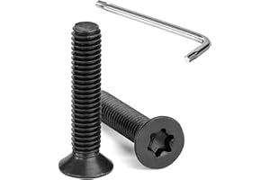 Tunejoy Viti a Testa Svasata M6 x 30 mm Vite Torx Nero Bullone a Macchina in Acciaio Inox A2 V2A Viti a Testa Piatta con Chiavi a T30 Filettatura Completa 20 pezzi