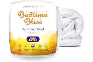 Linens Limited - Single Duvet 4.5 Tog, Made in the UK, Bedtime Bliss, Summer Cool Quilt, Soft and Comfy, Hollowfibre, Machine Washable (White)