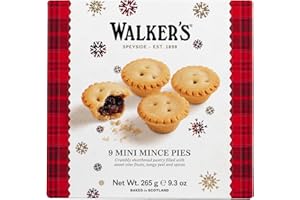 WALKERS Walker's Miniature Mince Pies - 9 Mini Mince Pies (265g) Buttery Pie Pastry - Luxury Christmas Delicacy - Perfect for Holidays, Birthdays, Celebrations