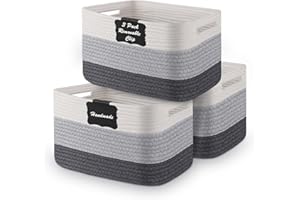 Cestas Almacenaje de Cuerda de Algodón,Rtdep Cestas Almacenaje Bebe, Cestos Organizadores, Cesta Almacenaje Baño, Cesta de Almacenaje de Juguetes