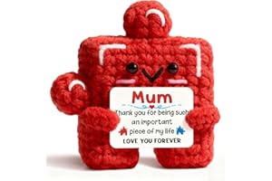 Sayregifty Mum Birthday Gifts, Handmade Crochet Puzzle Piece Plush Keepsake, Mothers Day Christmas Birthday Gifts for Mum from Daughter Son, Emotional Thank You Present for Mummy Mother