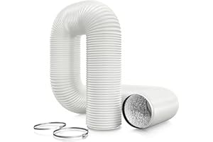 Brogachy Tubo di scarico ø125 mm (bianco) 2.5 m, tubo flessibile in alluminio PVC, tubo di scarico con 2 fascette stringitubo in acciaio inox per aria condizionata mobile, asciugatrici.