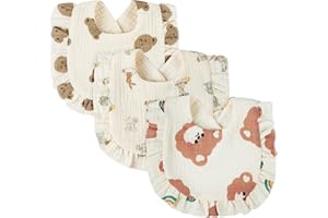 Vicloon Bavaglino Neonato, 3 Pezzi Drool Bavaglini Super Assorbenti, Bavaglini per Neonati in Morbido Cotone, Drool Bavaglini per Ruttino, Dipingere, Giocare e Mangiare Piccoli, per Bambini 0 a 3 Anni