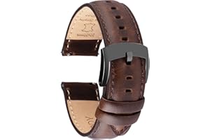 OTTOODY Leder Uhrenarmband 18-22mm Mit Schnellverschluss - Elegantes Ersatz-Armband für Herren und Damen Uhren und Smartwatches